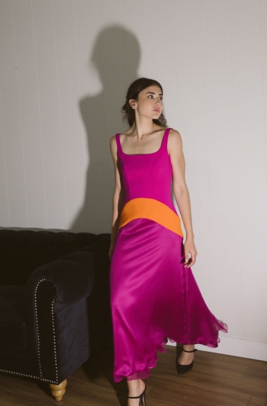Vestido Portugal (fucsia/naranja)
