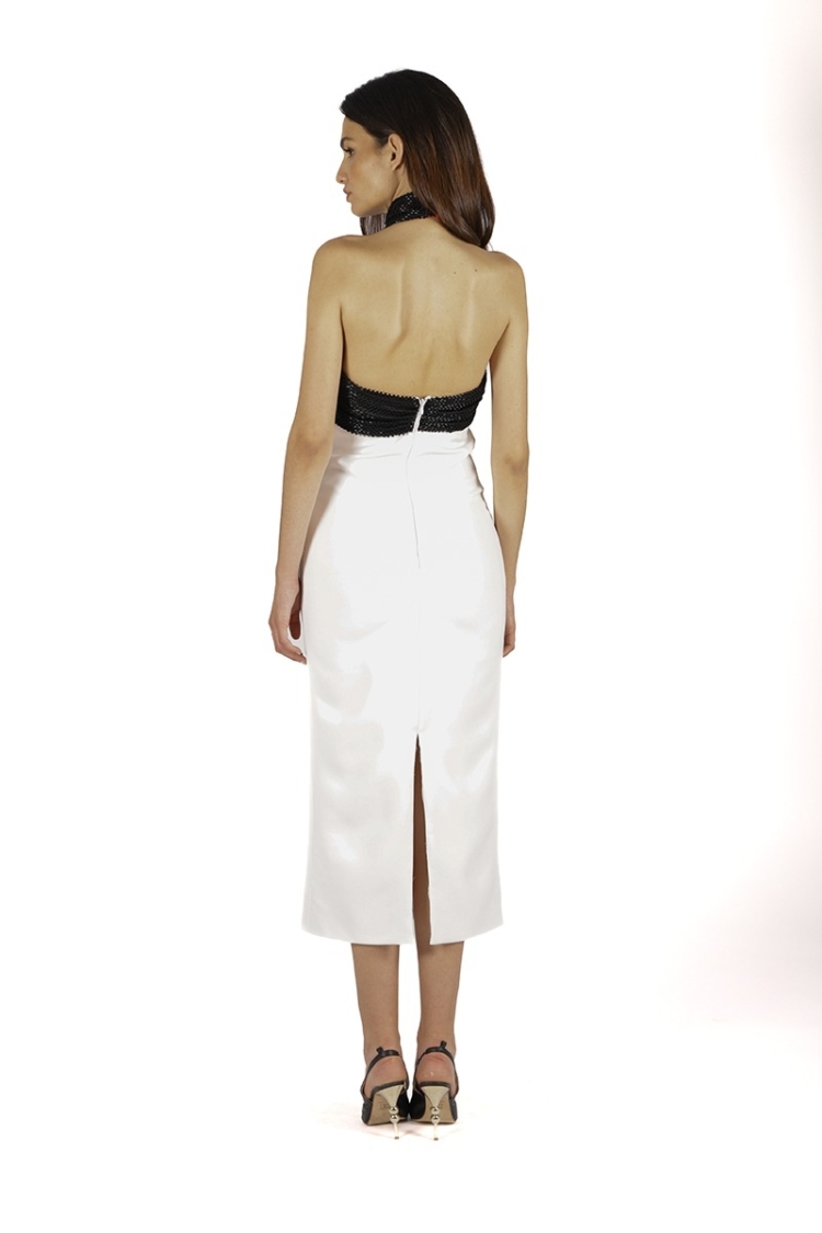 Vestido Manuela blanco/camel