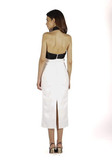 Vestido Manuela blanco/camel